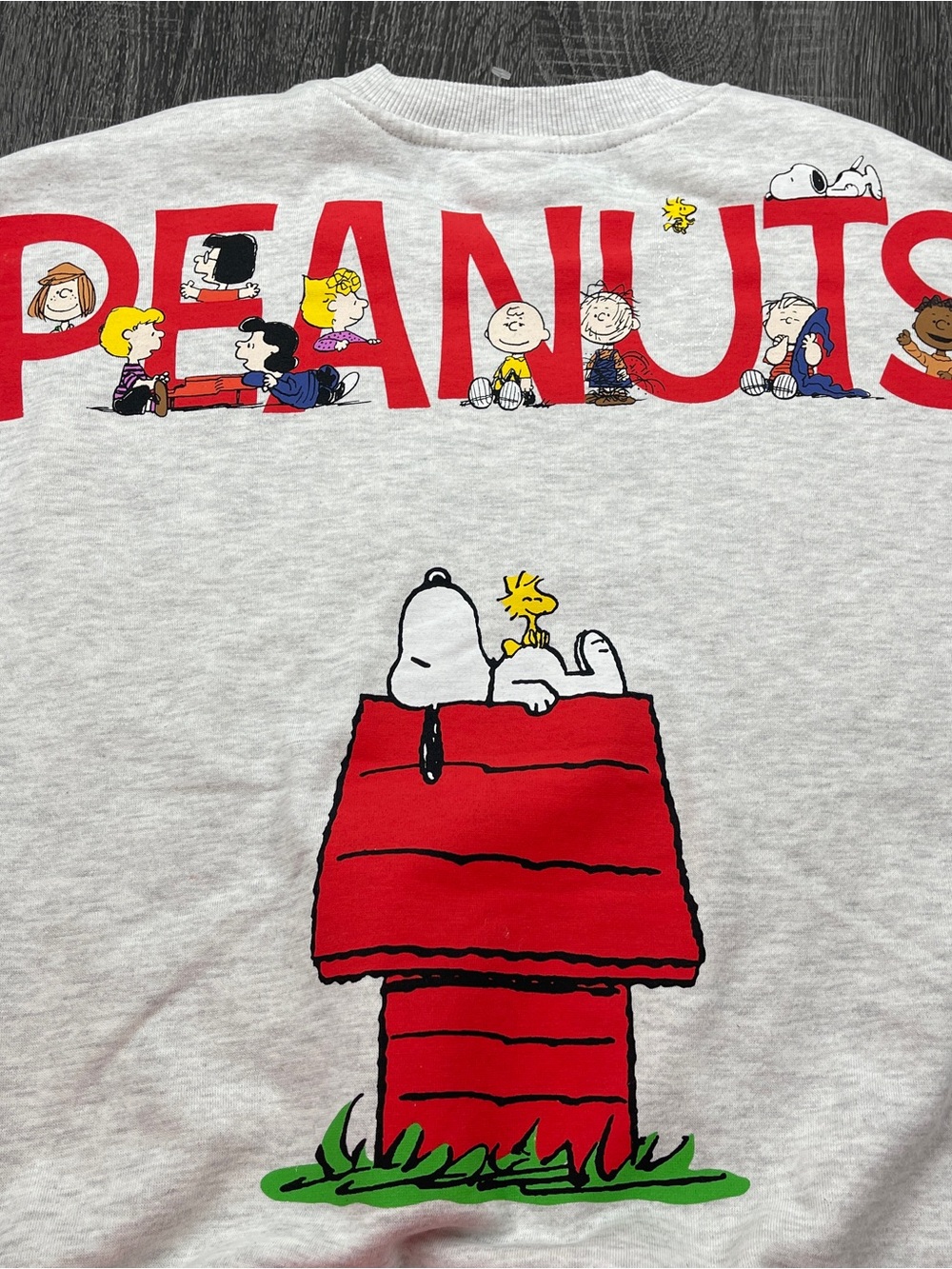 Peanuts Characters Gray Double Sided Sweatshirt Women’s Size S NWT - Picture 3 of 8